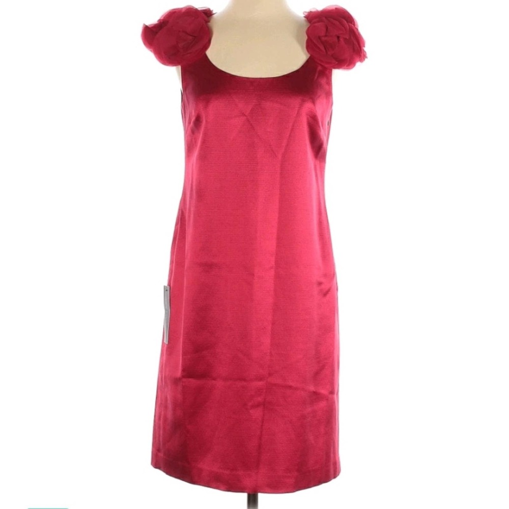 Ann taylor holiday silk wool shift dress Sz 2 red